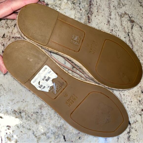 Eileen Fisher $155 D’Orsay Espadrille Shimmer Stripe Tan / Gold 8.5 - Picture 11 of 14